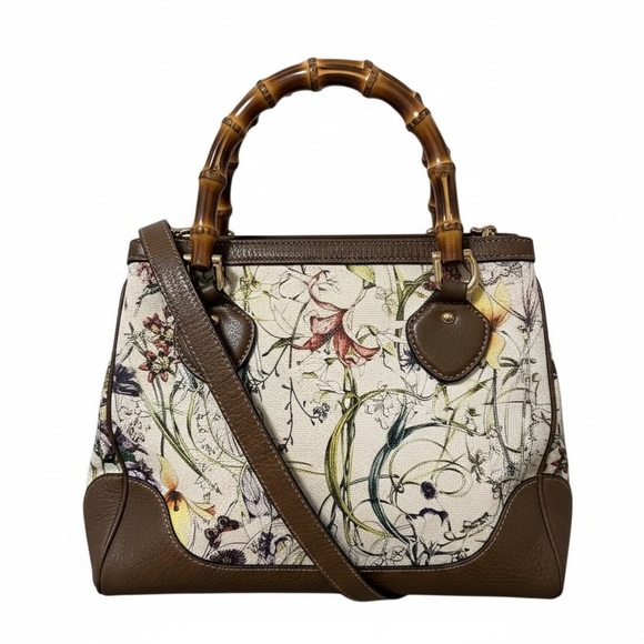 Gucci Handbags - Gucci Flora Canvas Bamboo Shopper Tote 2-Way Crossbody